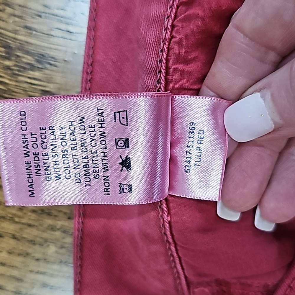 LEVEL 99 Adelynn Side Slit Tulip Red Distressed Denim Short - Picture 5 of 12